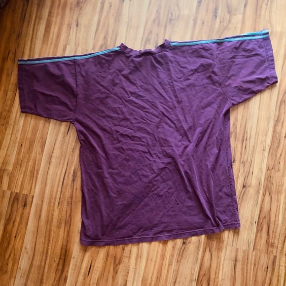 Retro Adidas Classic 3 Stripes Tee Shirt and Embroidered Logo Maroon Grey XL - Picture 12 of 14